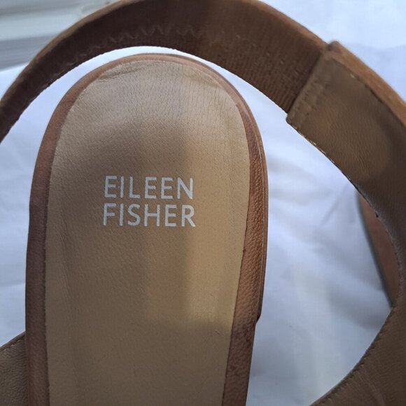 Eileen Fisher Women's Leigh 10 Tan Suede Sling Back Bootie Block Heels - Picture 9 of 9